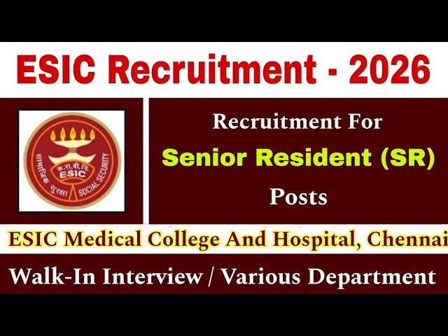 ESIC Kolkata Senior Resident Recruitment 2026 - Walkin for 86 Posts - jobcareer.co.in