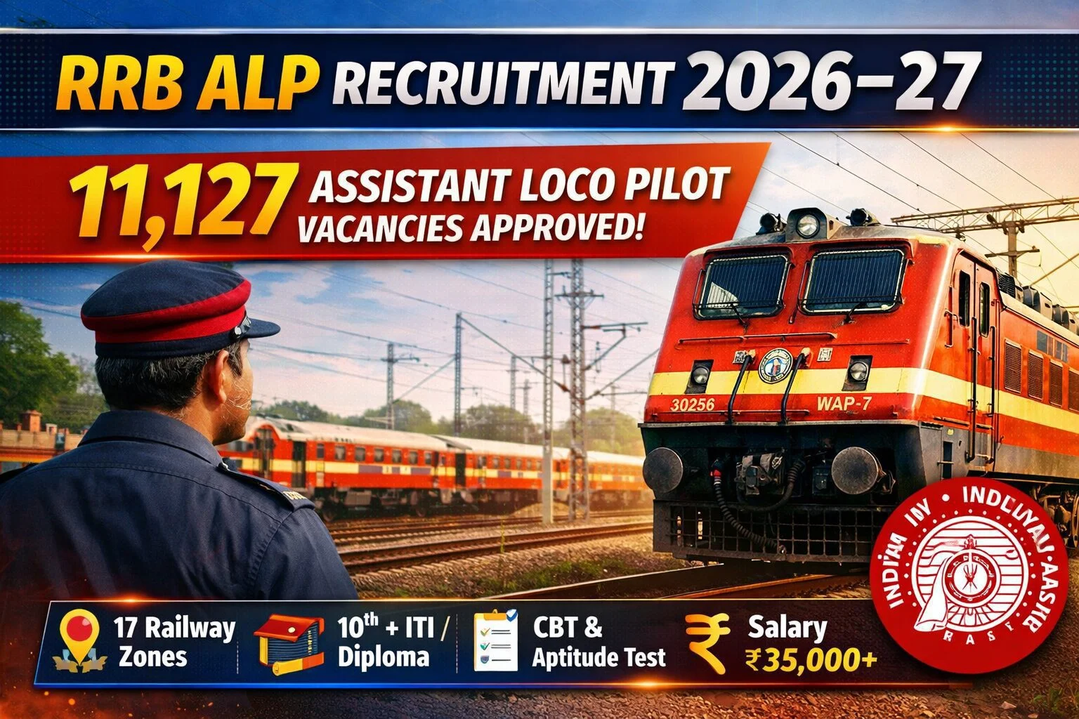 RRB ALP Recruitment 2026 (CEN 01/2026) Notification Out - Apply Online for 11,127 Posts - jobcareer.co.in