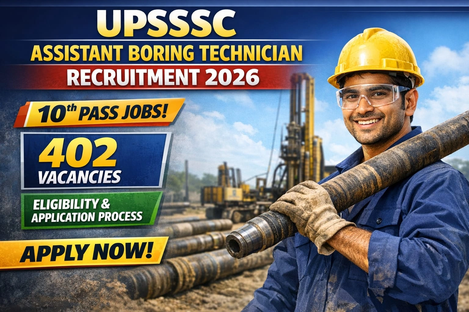 UPSSSC Assistant Boring Technician Recruitment 2026 – 402 Vacancies, Eligibility & Important Dates - jobcareer.co.in