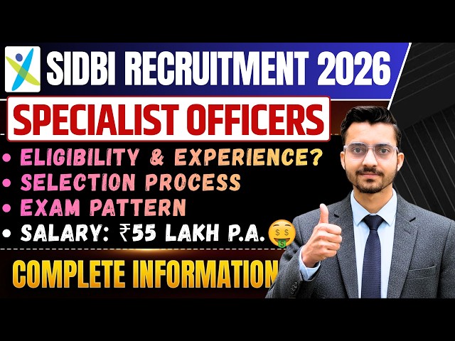 SIDBI Specialist Officers Recruitment 2026 Notification Out - Apply Online for 14 Specialist Posts via Email - jobcareer.co.in