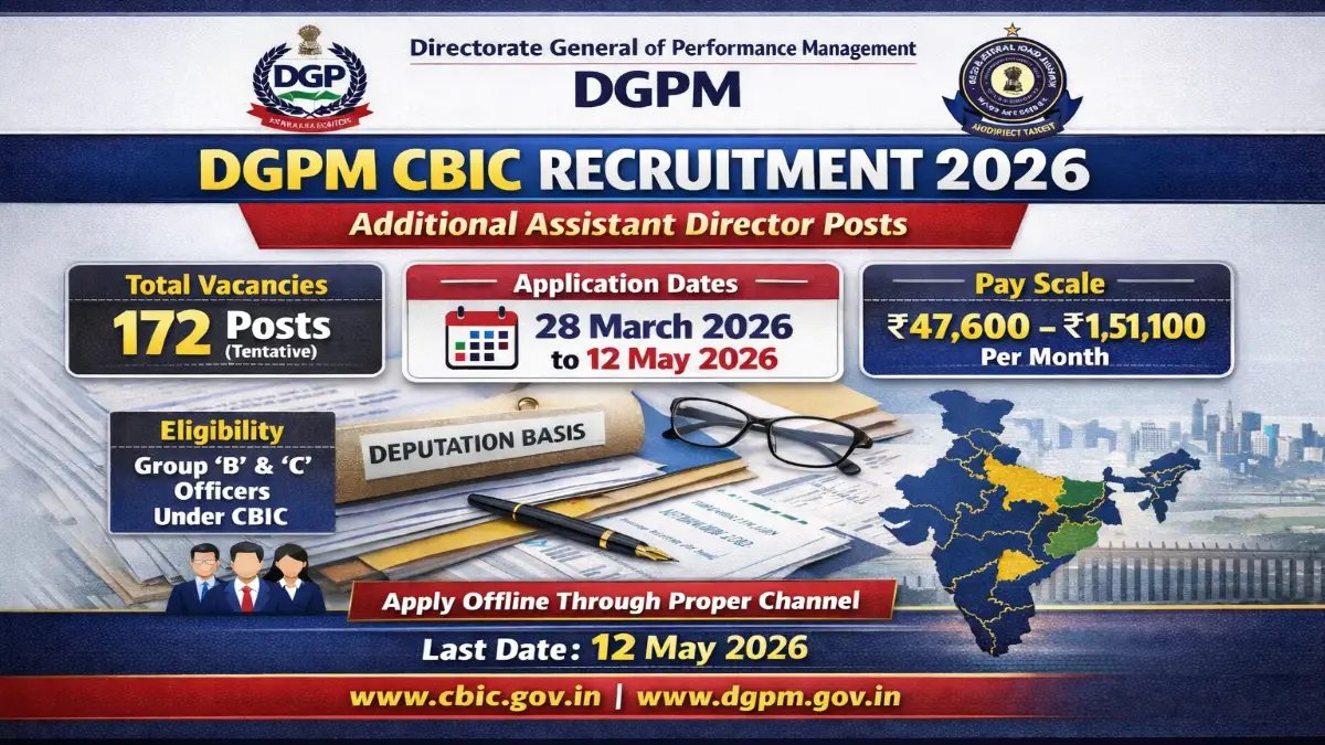 DGPM CBIC Additional Assistant Director Recruitment 2026 - Apply Offline for 172 Posts - jobcareer.co.in