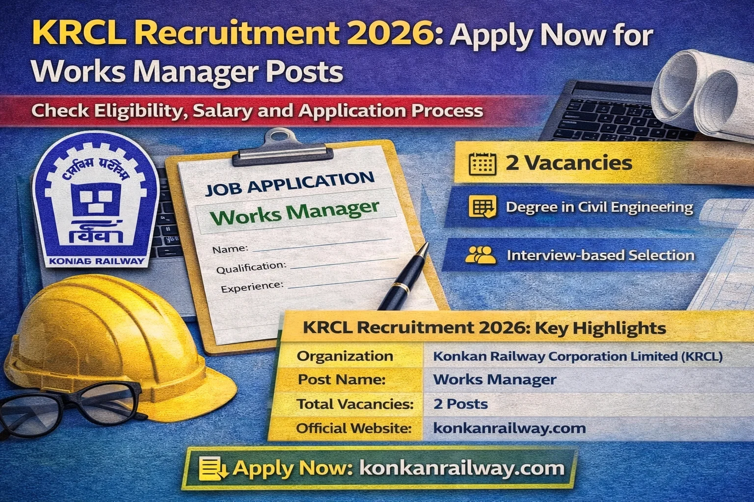 KRCL Recruitment 2026 - Apply Online for Works Manager, Assistant Works Manager Posts - jobcareer.co.in