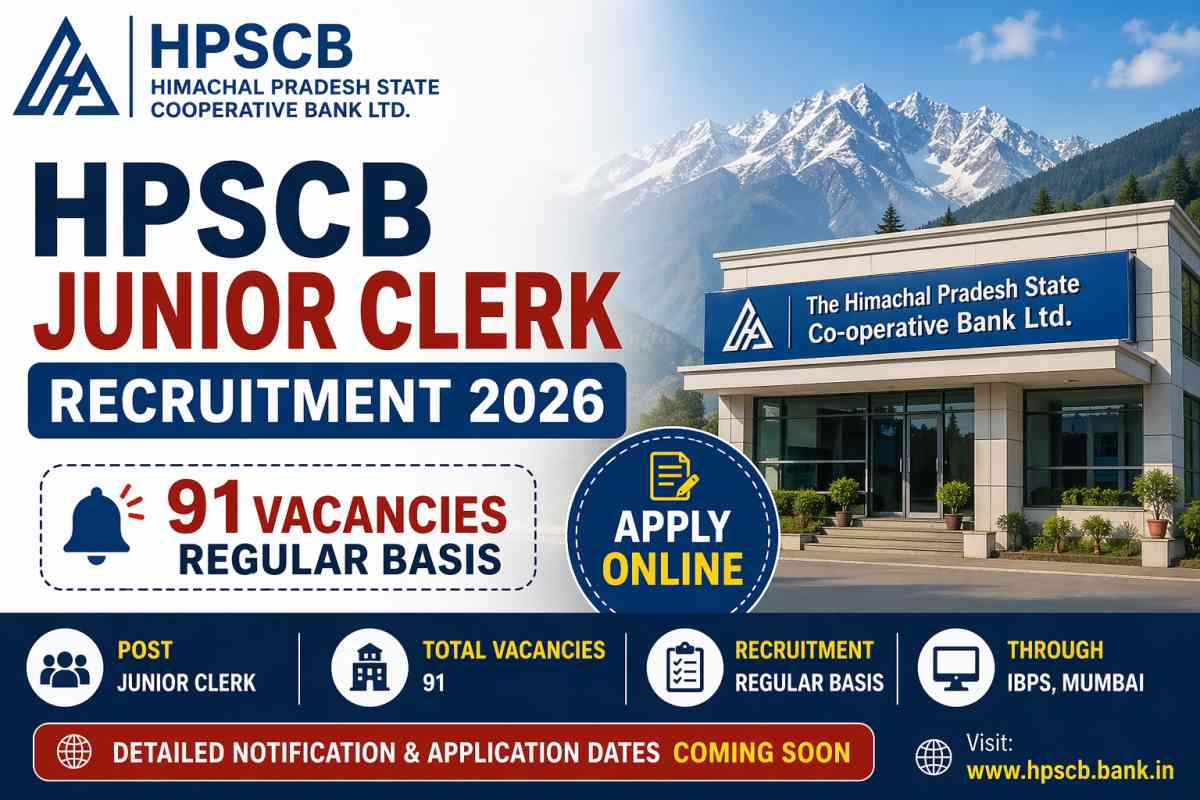 HPSCB Junior Clerk Recruitment 2026 (Short Notice) - Apply Online for 91 Posts - jobcareer.co.in