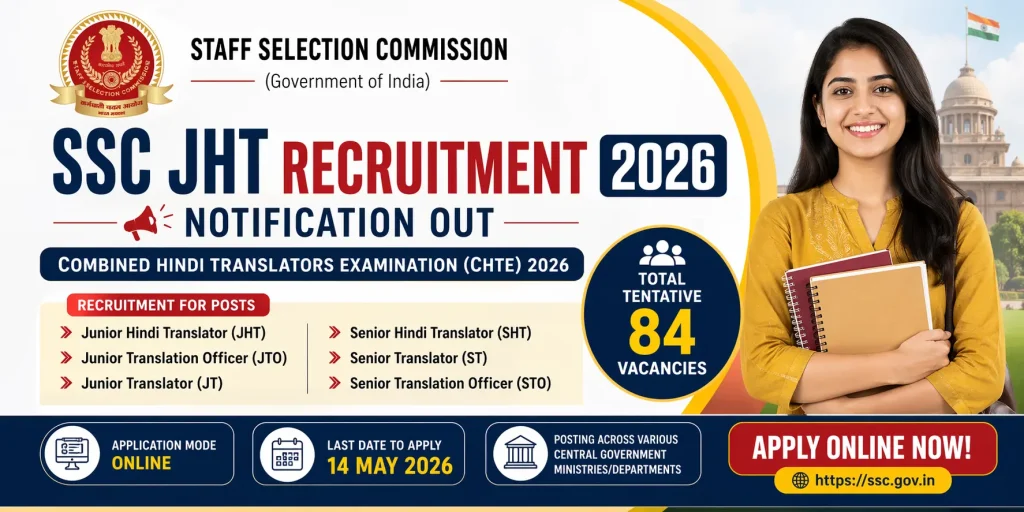 SSC JHT Recruitment 2026 Notification Out - Apply Online for 84 Junior Hindi Translator Posts - jobcareer.co.in