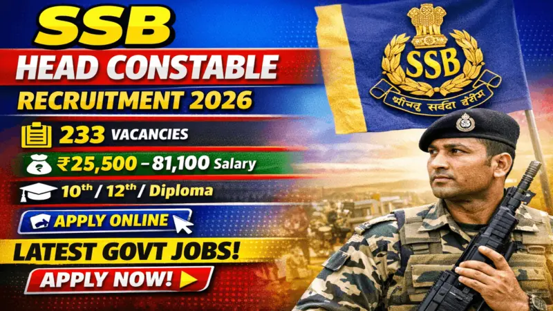 SSB Head Constable Recruitment 2026 - Apply Online for 233 Posts - jobcareer.co.in