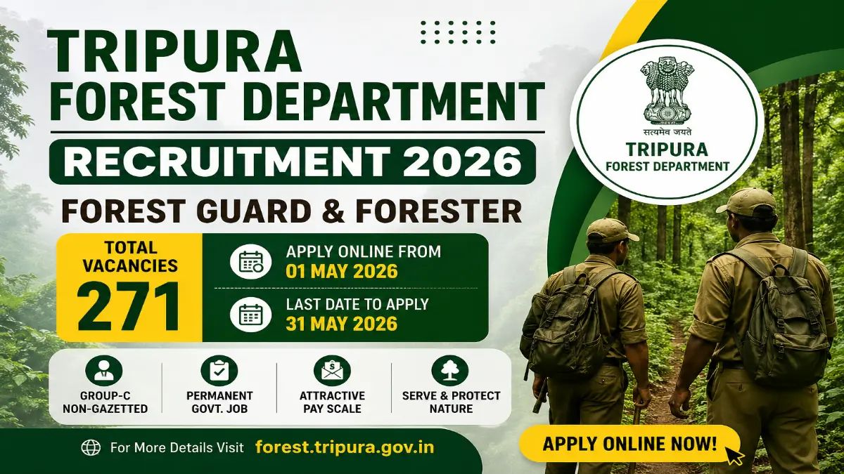Tripura Forest Department Recruitment 2026 - Apply Online for 271 Forester, Forest Guard Posts - jobcareer.co.in