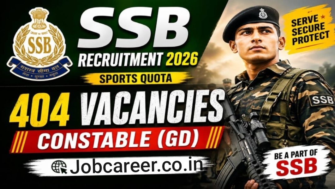 SSB Sports Quota Recruitment 2026 (Short Notice) - Apply Online for 404 Constable GD Posts - jobcareer.co.in