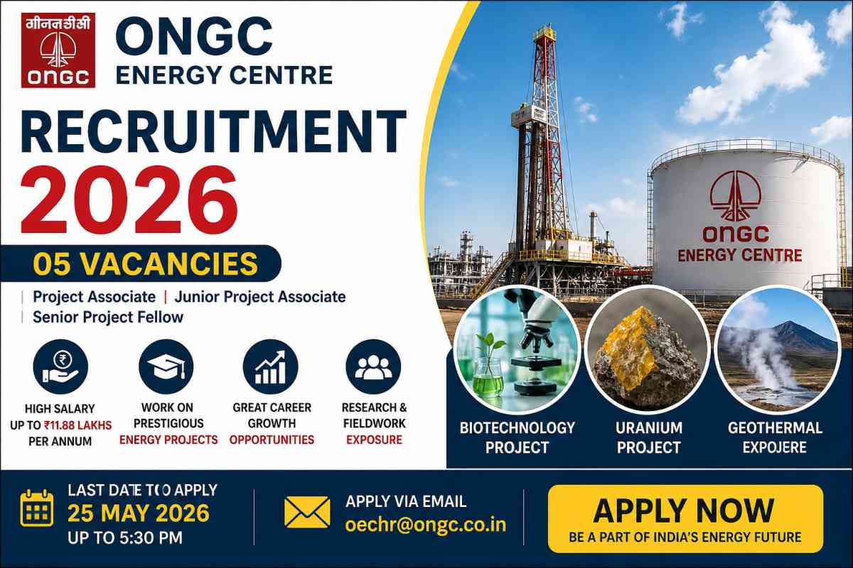 ONGC Energy Centre Recruitment 2026 - Apply Online for Junior Project Fellow, Project Associates and More Posts - jobcareer.co.in
