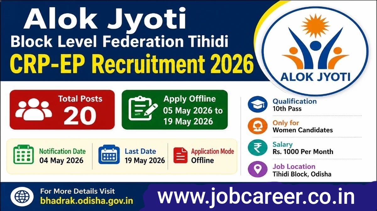Alok Jyoti Block Level Federation Tihidi CRP-EP Recruitment 2026 - Apply Offline for 20 Posts - jobcareer.co.in