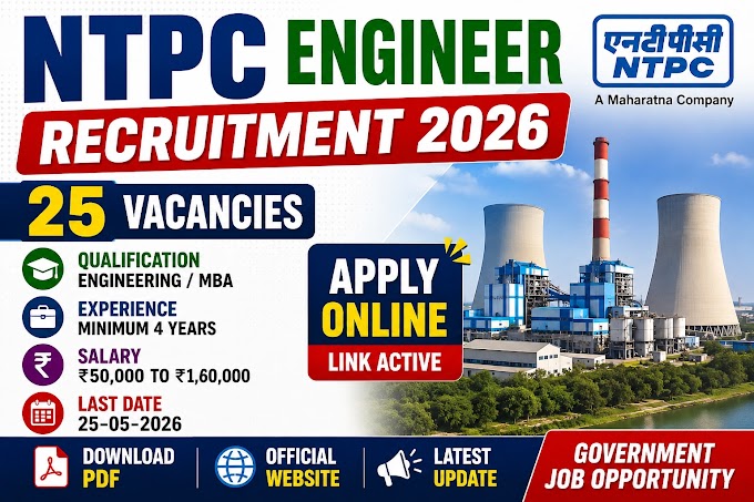 NTPC Engineer Recruitment 2026 Notification Out - Apply Online for 25 Posts - jobcareer.co.in