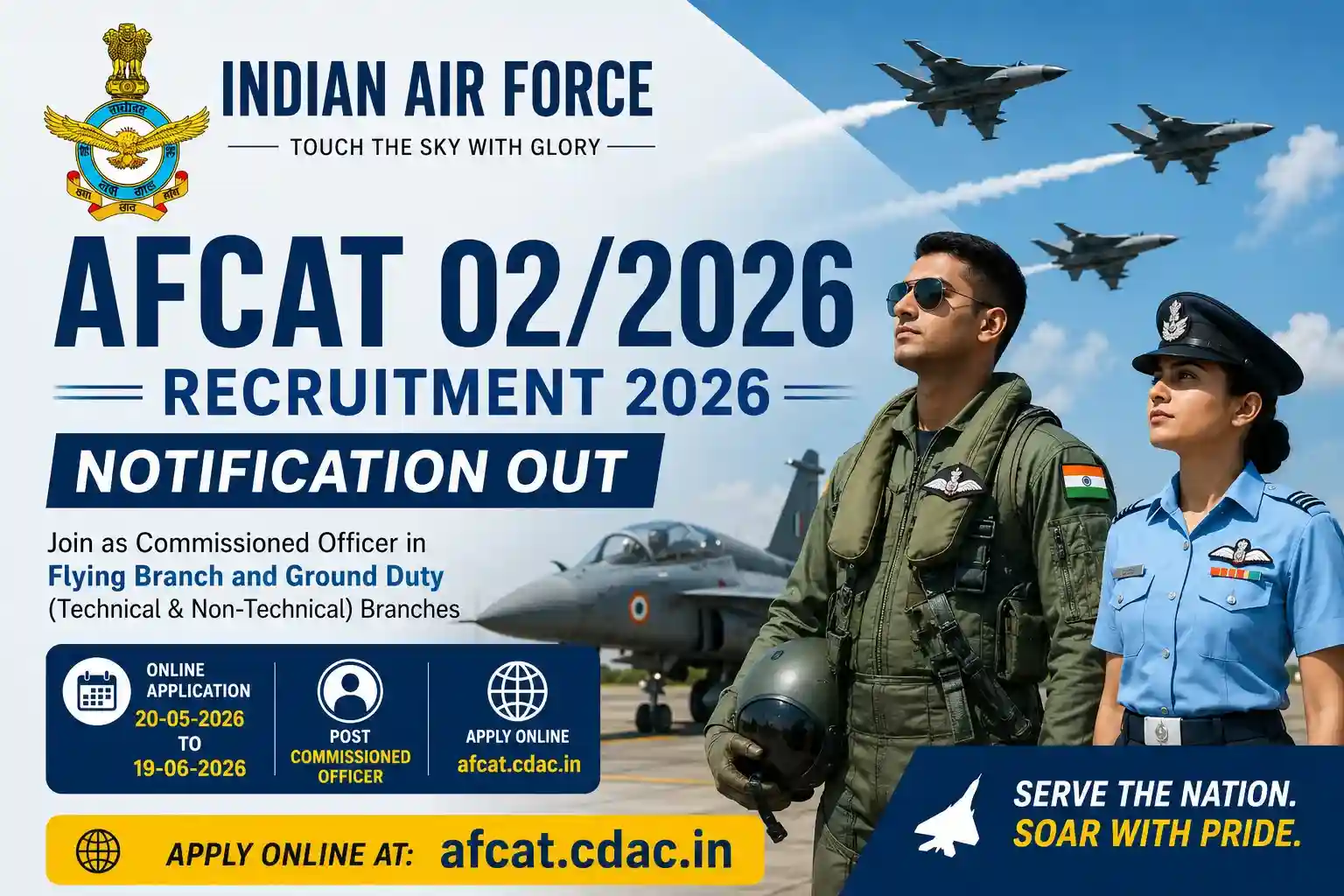 Indian Air Force AFCAT 02/2026 Recruitment 2026 Notification Out - Apply Online - jobcareer.co.in