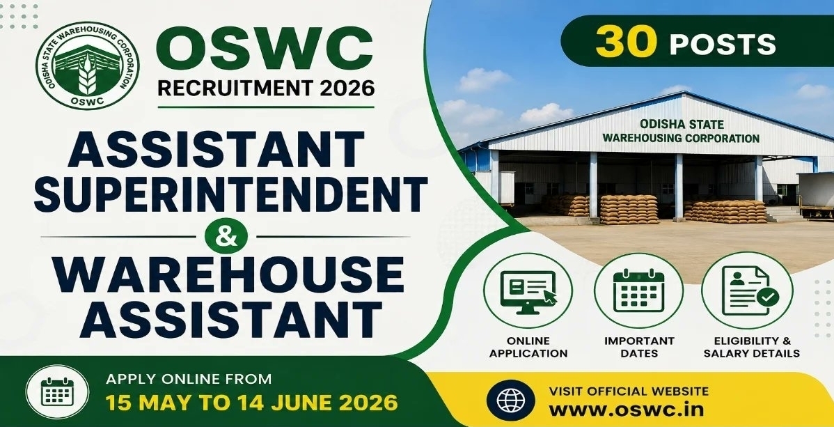 OSWC Recruitment 2026 - Apply Online for 30 Assistant Superintendent, Warehouse Assistant Posts - jobcareer.co.in