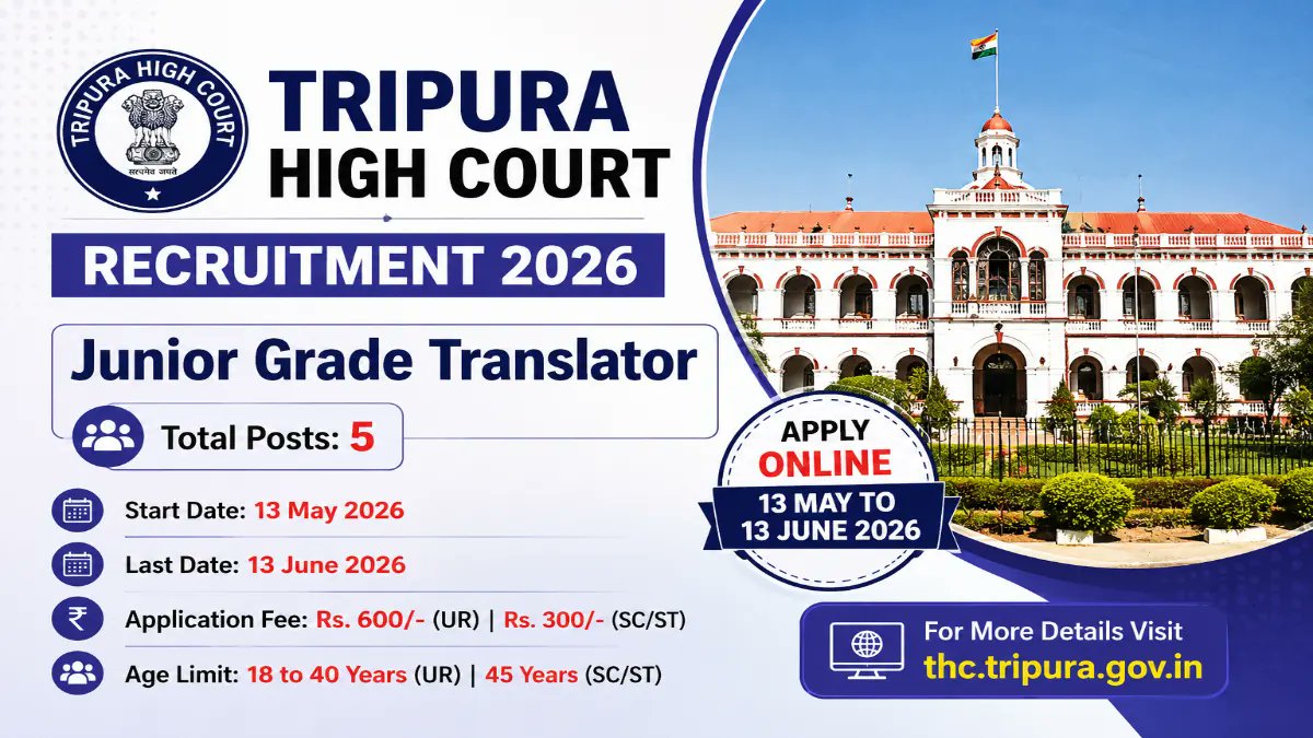 Tripura High Court Junior Grade Translator Recruitment 2026 - Apply Online - jobcareer.co.in