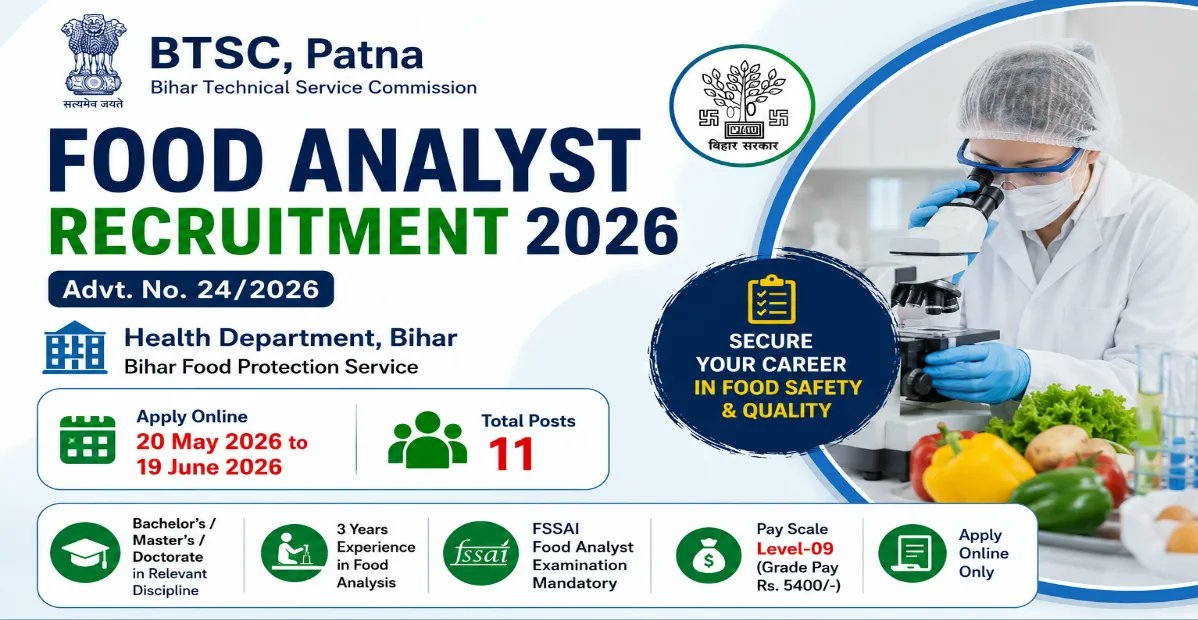 BTSC Food Analyst Recruitment 2026 - Apply Online for 11 Posts - jobcareer.co.in