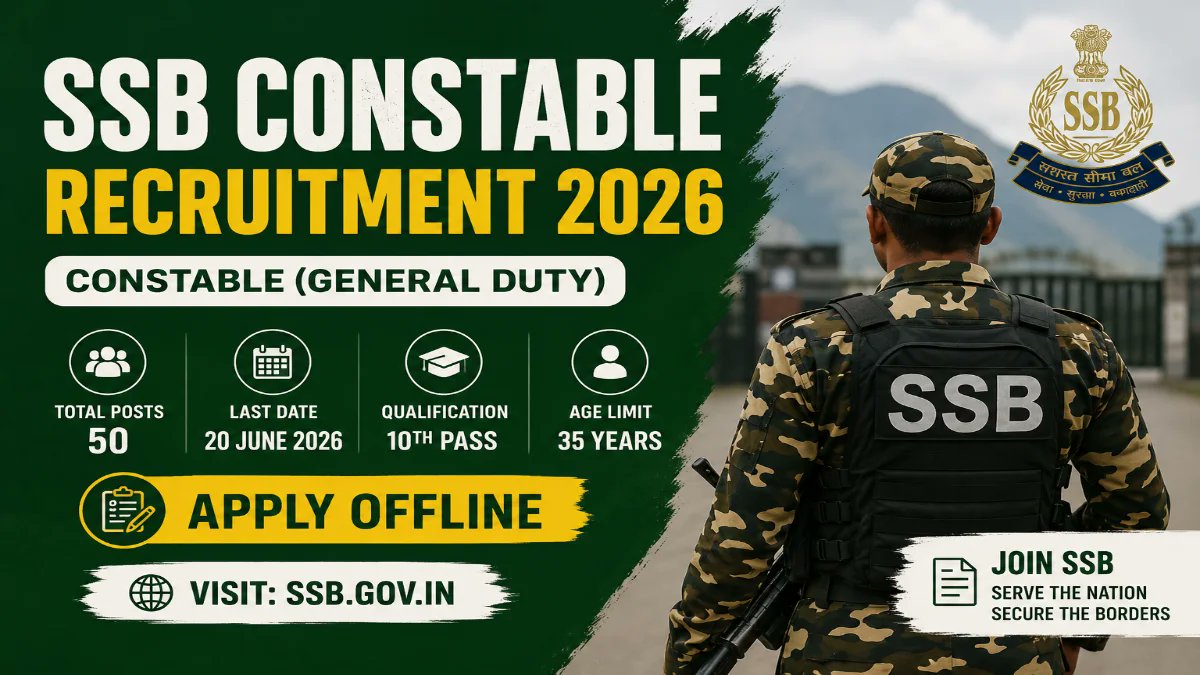 SSB Constable Recruitment 2026 - Apply Offline for 50 Posts - jobcareer.co.in