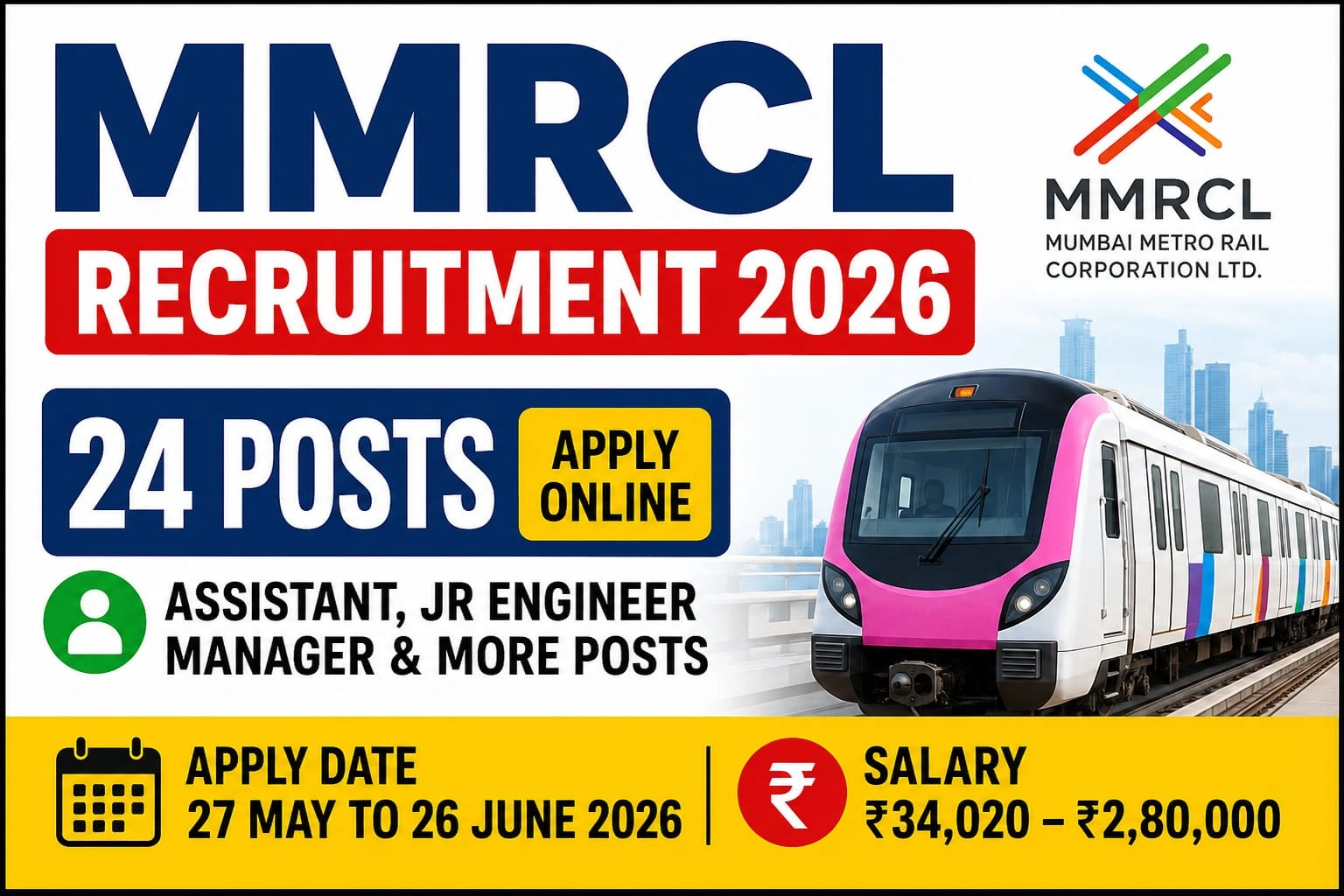 MMRCL Recruitment 2026 Notification Out - Apply Online for 24 Assistant, Jr Engineer and More Posts - jobcareer.co.in