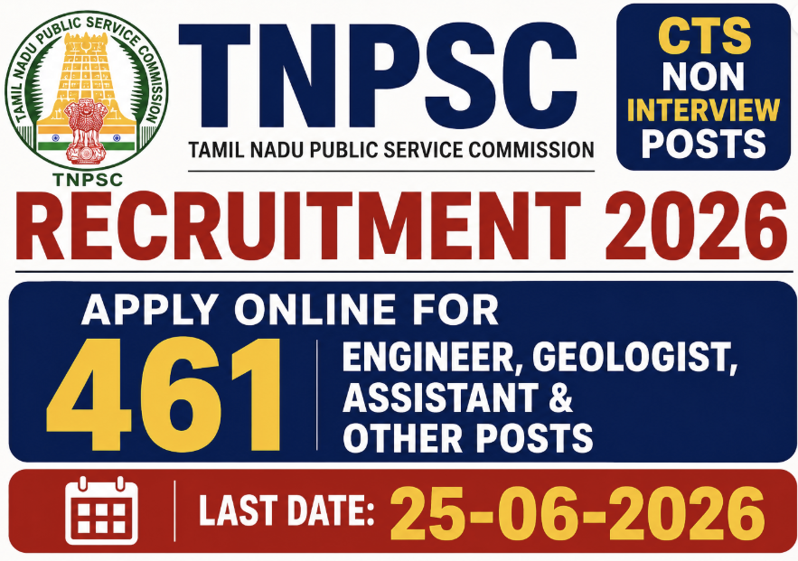 TNPSC CTS Exam Notification 2026 Out For 461 Non Interview Post - Apply Online - jobcareer.co.in