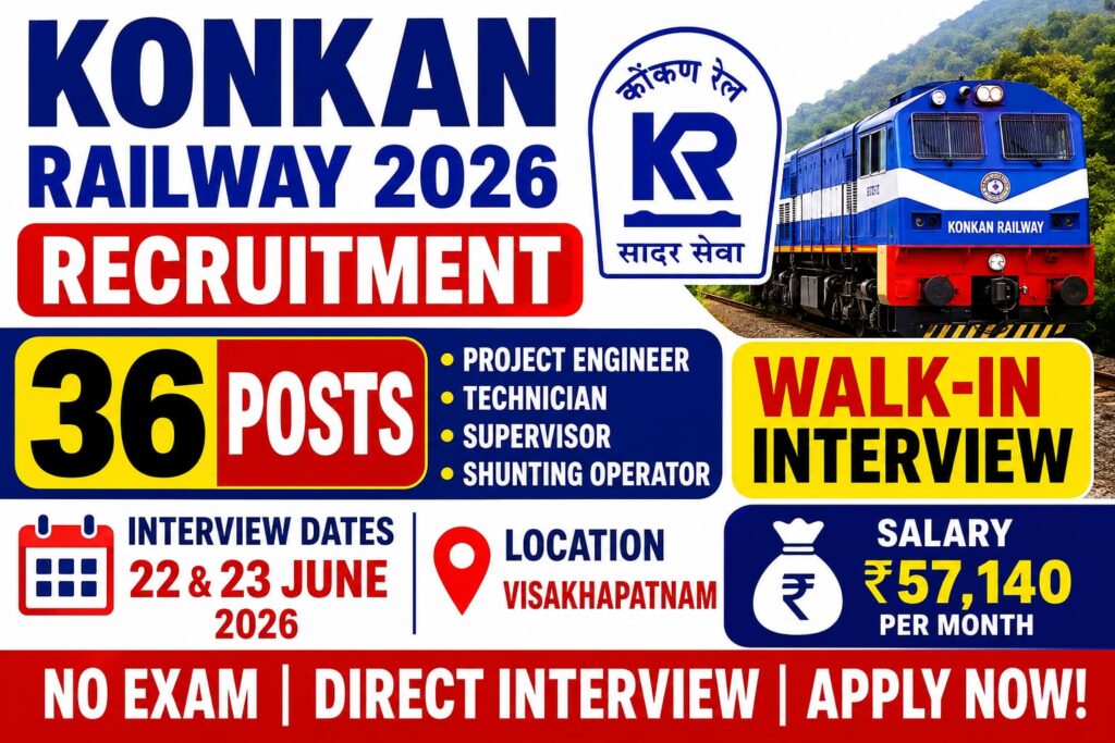 Konkan Railway Corporation Recruitment 2026 Notification Out For 36 Posts, Walk-In Interview - jobcareer.co.in