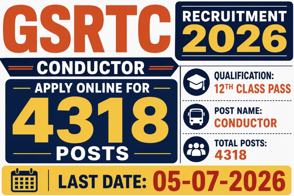 GSRTC Conductor Recruitment 2026 Notification Out - Apply Online for 4318 Posts - jobcareer.co.in