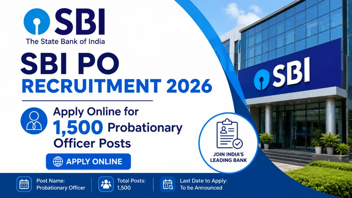 SBI PO 2026 Notification PDF Out - Apply Online for 1,500 Probationary Officer Posts - jobcareer.co.in
