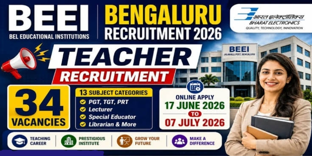 BEL Educational Institutions BEEI Teacher Recruitment 2026 - Apply Online for 34 Posts - jobcareer.co.in