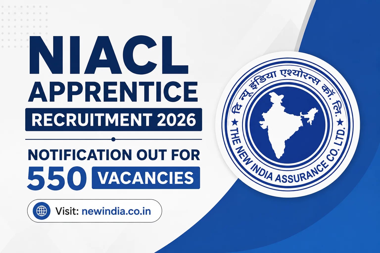 NIACL Apprentices Recruitment 2026 (Short Notice) - Apply Online for 550 Posts - jobcareer.co.in