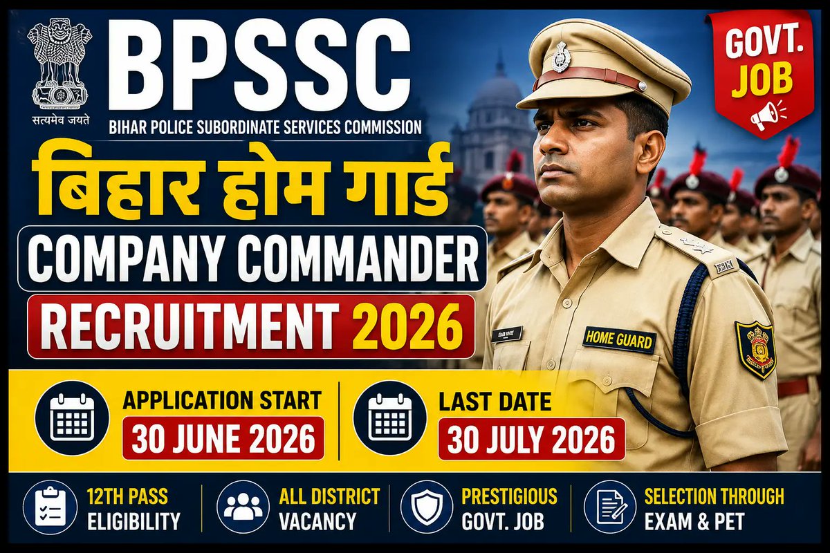 BPSSC Bihar Home Guard Company Commander Recruitment 2026 - Apply Online for 65 Posts - jobcareer.co.in