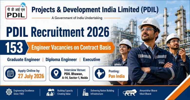 PDIL Engineers Recruitment 2026 Notification Out - Apply Online for 153 Graduate Engineer, Diploma Engineer Posts - jobcareer.co.in