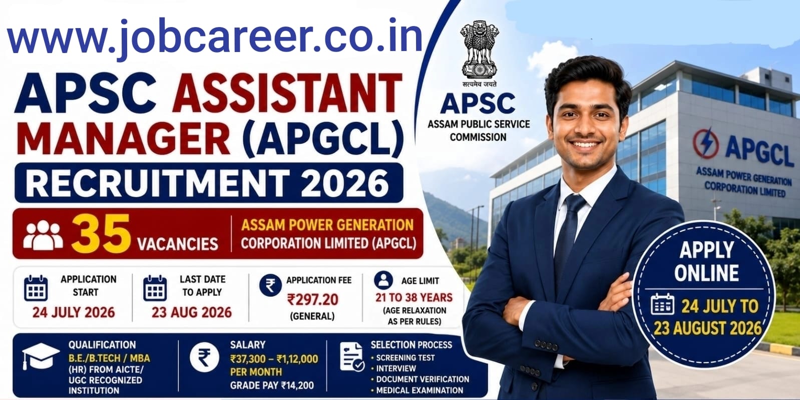 APSC Assistant Manager APGCL Recruitment 2026: 35 Posts, Apply Online - jobcareer.co.in