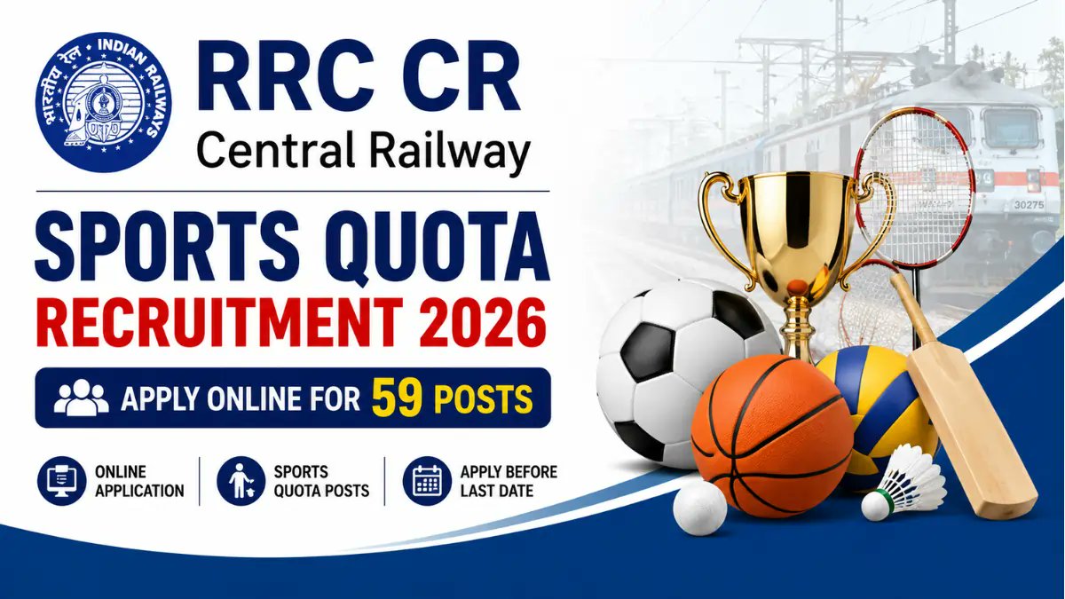 RRC Central Railway Sports Quota Recruitment 2026 Notification Out - Apply Online for 59 Group C & D Posts - jobcareer.co.in