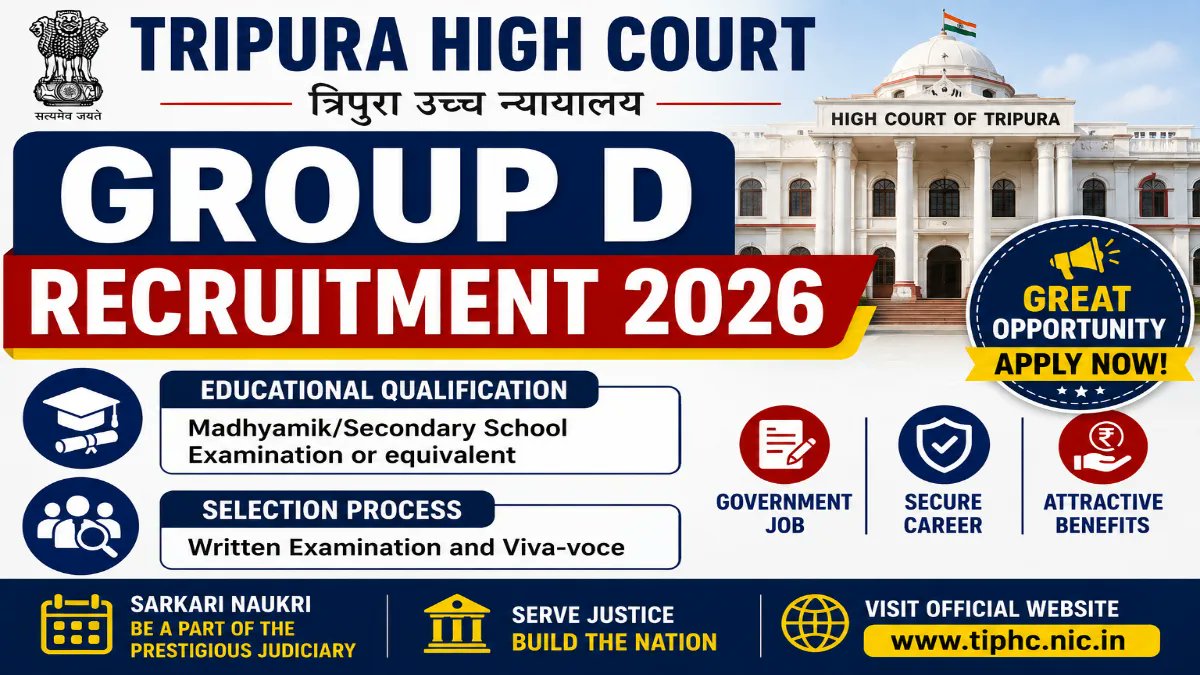 Tripura High Court Group D Recruitment 2026 - Apply Online for Peon, Orderly and More Posts - jobcareer.co.in