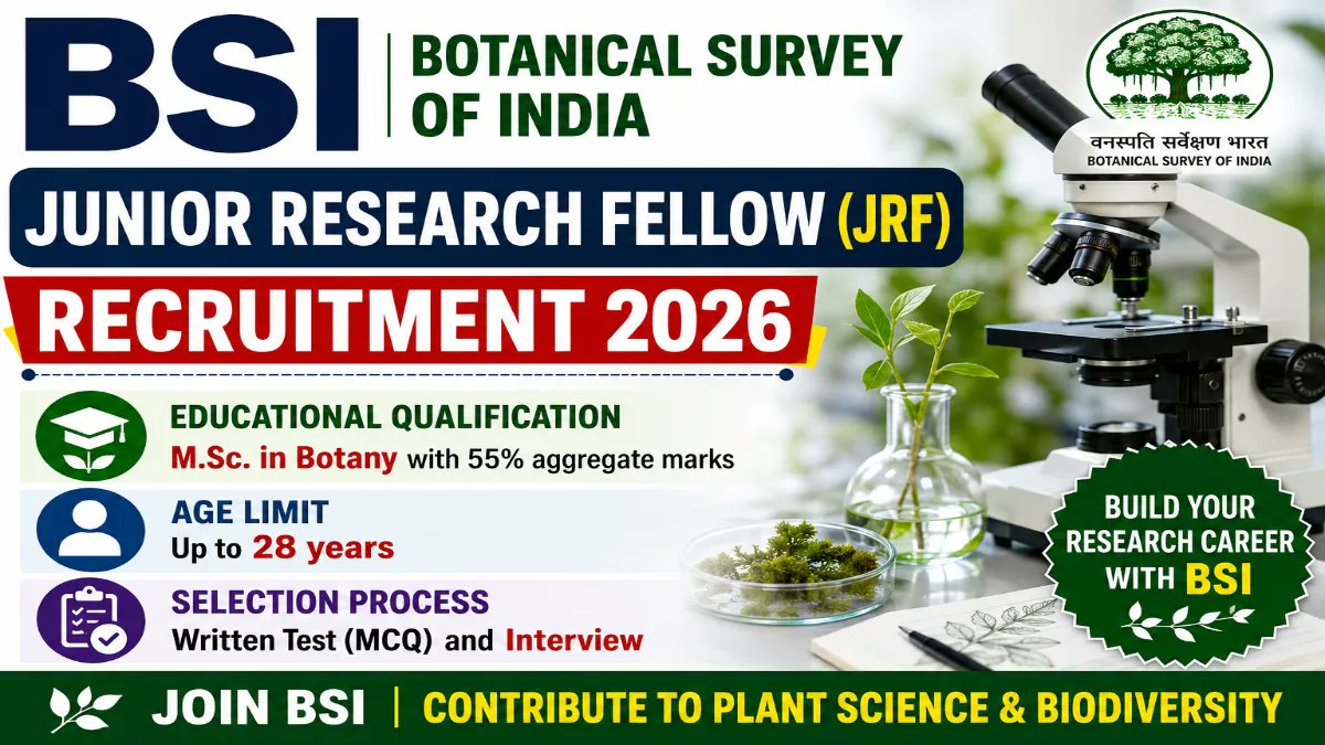 BSI Junior Research Fellow Recruitment 2026 - Apply Online - jobcareer.co.in