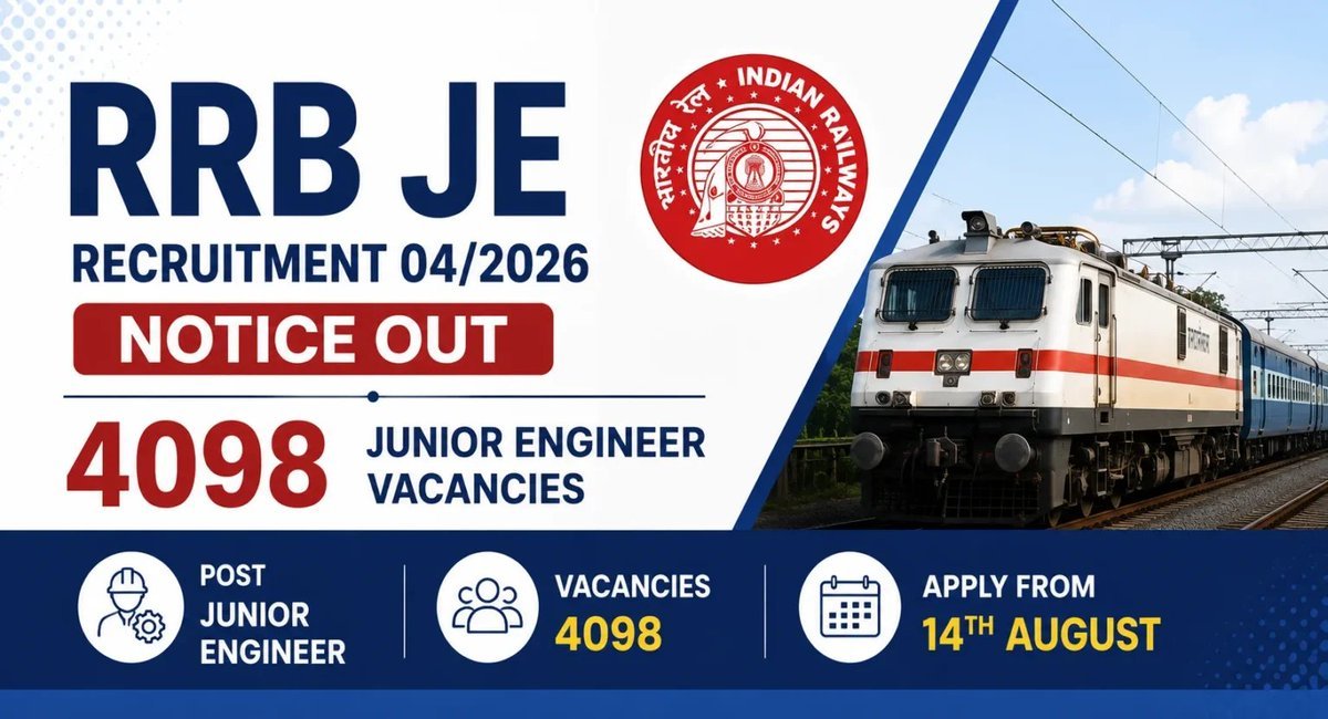 RRB JE 04/2026 Recruitment 2026 Notification Out - Apply Online for 4098 Junior Engineer Posts - jobcareer.co.in
