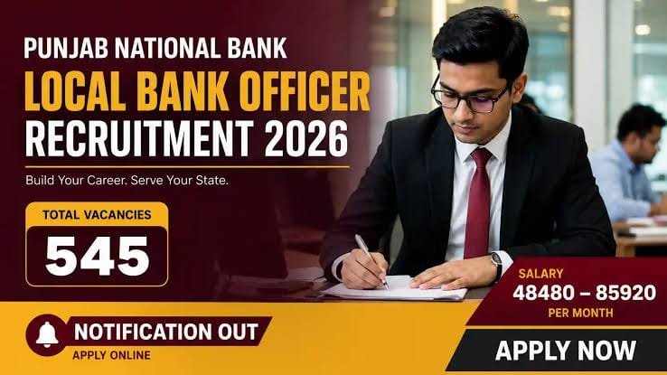 PNB LBO Recruitment 2026 Last Date Extended - Apply Online for 545 Local Bank Officer Posts - jobcareer.co.in