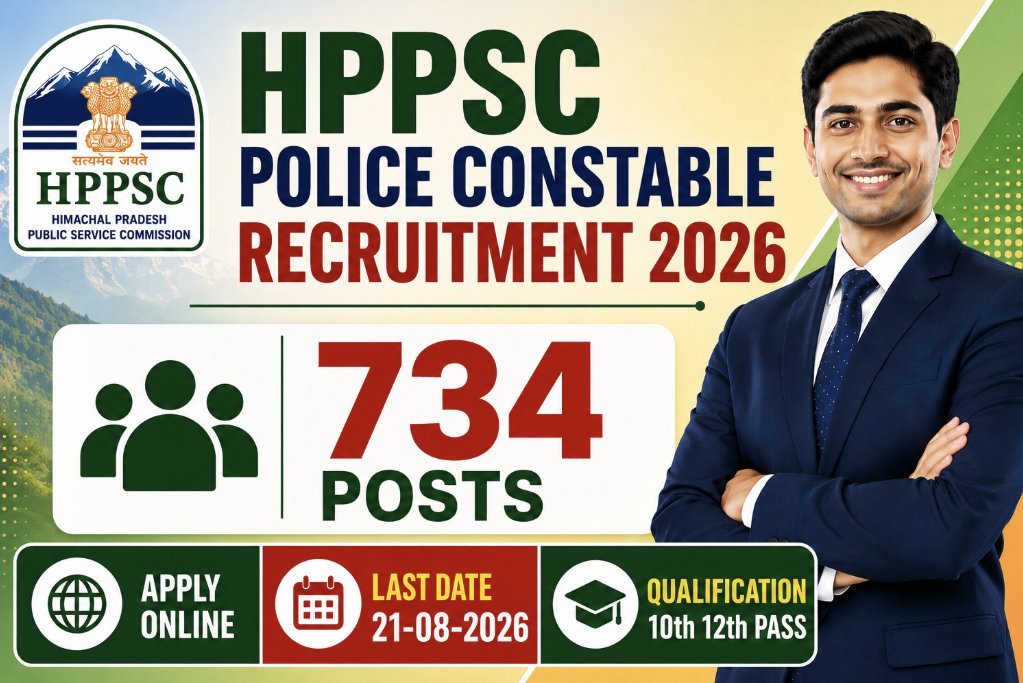 HPPSC HP Police Constable (Male & Female) Recruitment 2026 Last date Extended - 734 Vacancies - jobcareer.co.in