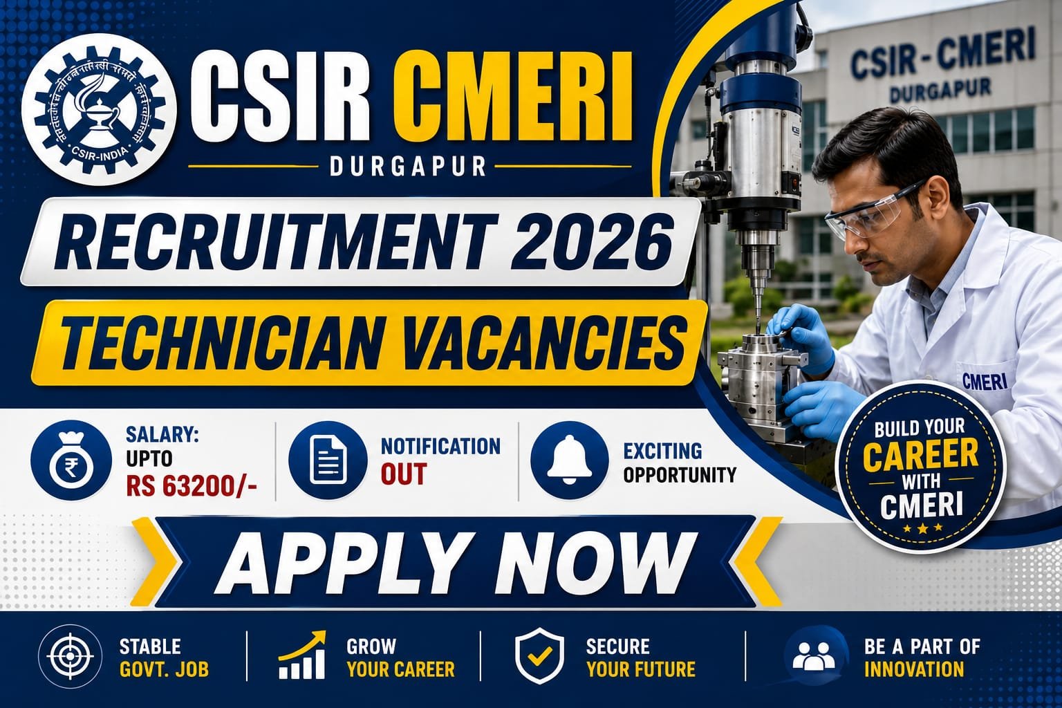 CSIR CMERI Technician Recruitment 2026 Last Date Extended - Apply Online for 27 Fitter, Electrician and More Posts - jobcareer.co.in
