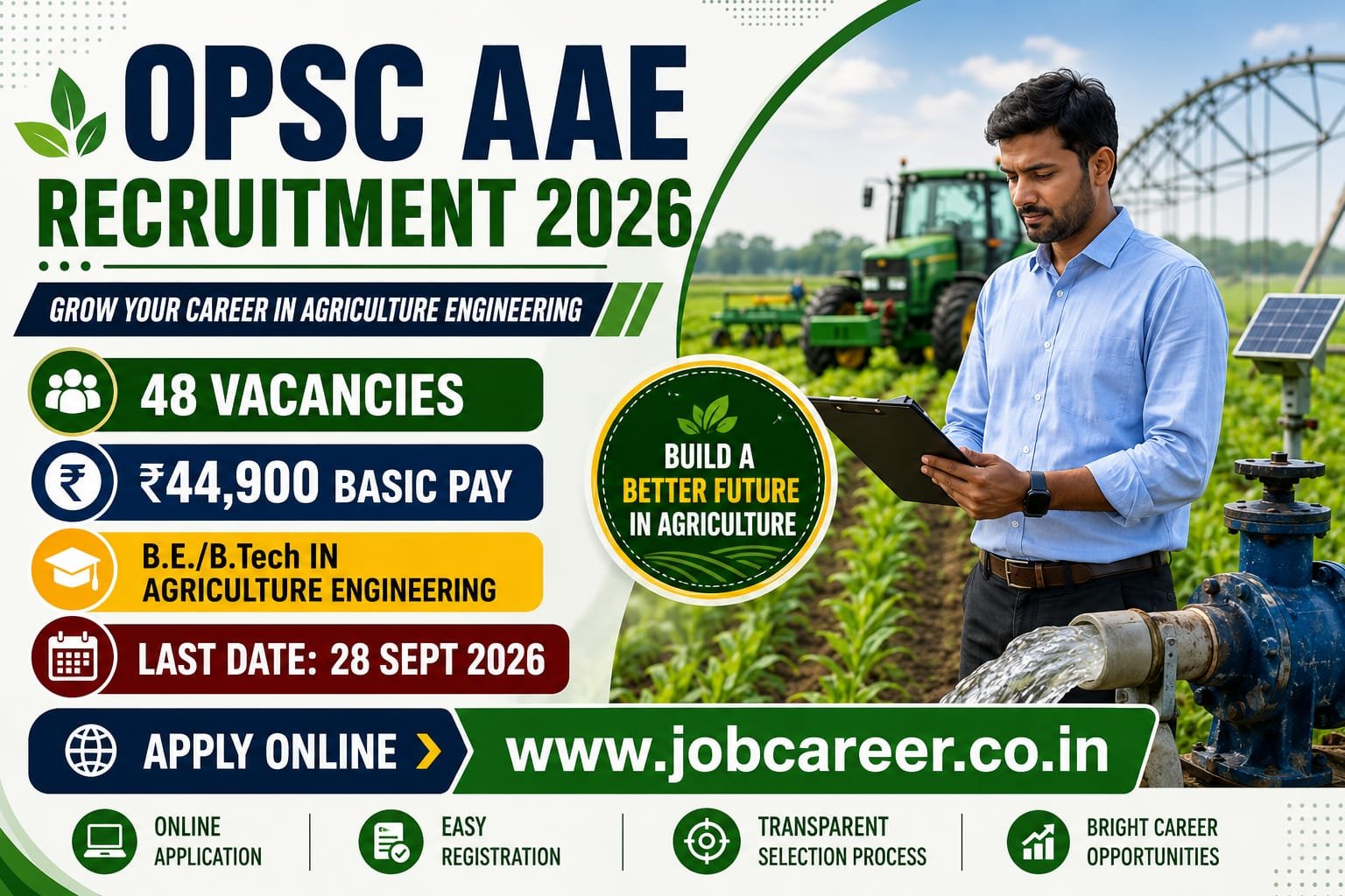 OPSC AEE Recruitment 2026 Notification Out - Apply Online for 48 Assistant Agriculture Engineer Posts - jobcareer.co.in