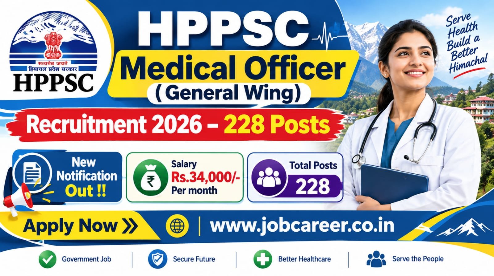 HPPSC Medical Officer Recruitment 2026 Notification Out - Apply Online for 228 Posts - jobcareer.co.in