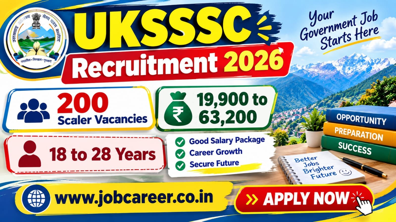 UKSSSC Group C Recruitment 2026 Notification Out - Apply Online for 200 Scaler Posts - jobcareer.co.in