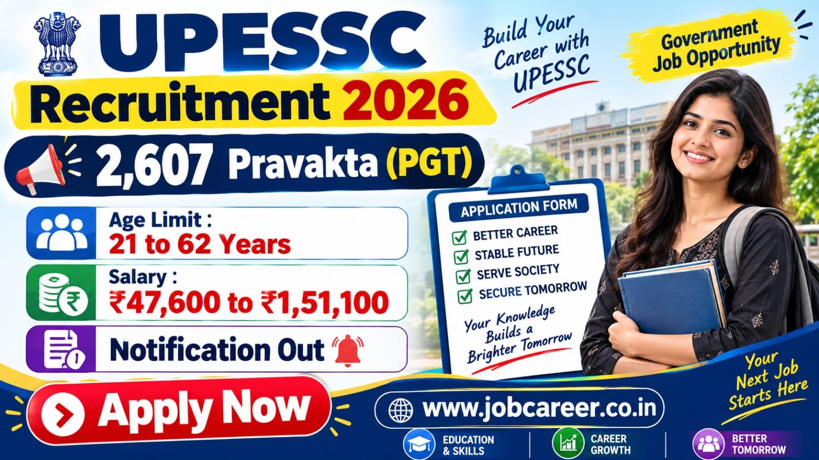 UPESSC Pravakta (PGT) Recruitment 2026 Notification Out - Apply Online for 2,607 Posts - jobcareer.co.in
