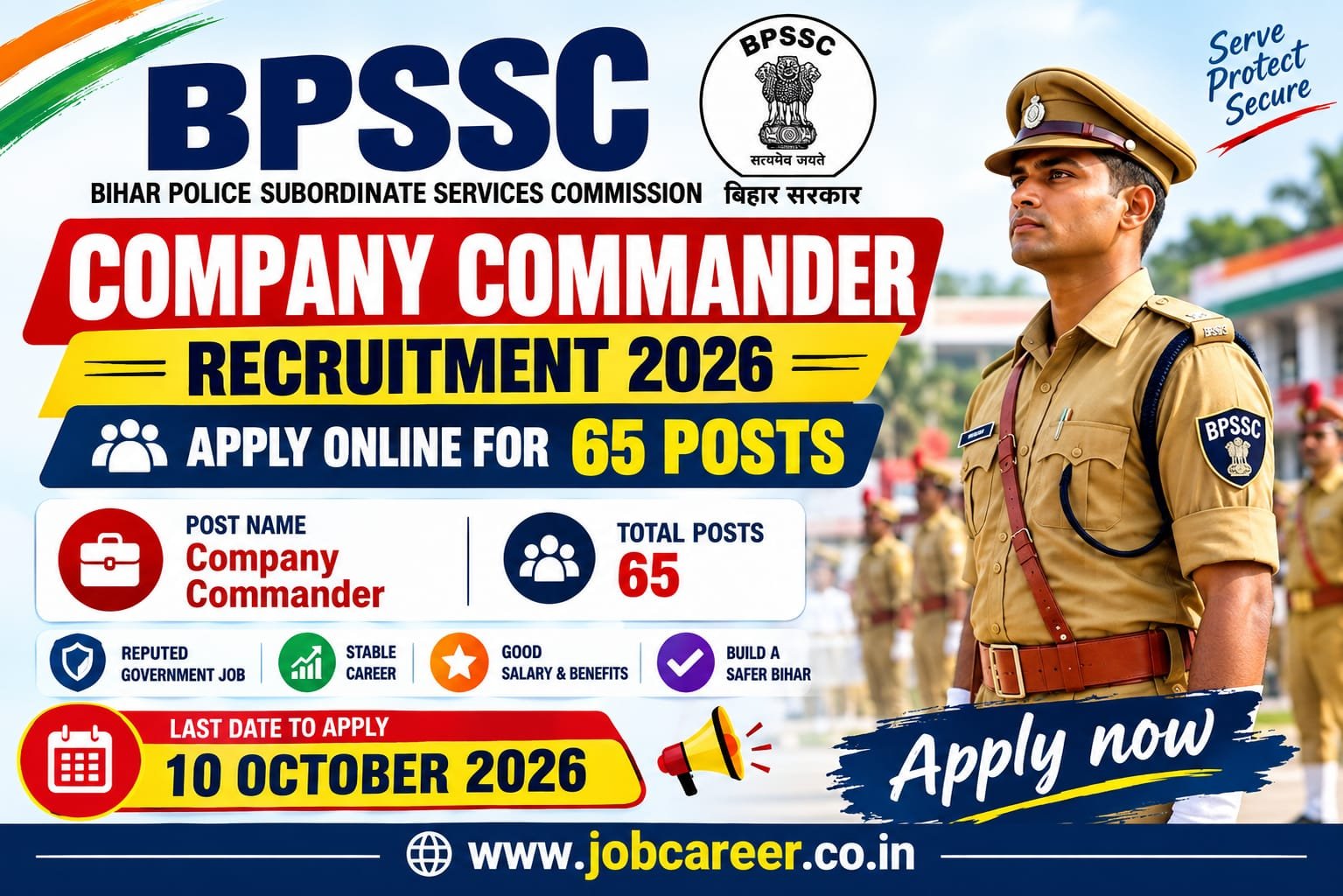 BPSSC Company Commander Recruitment 2026 - Apply Online for 65 Gulma Samadesta Posts - jobcareer.co.in