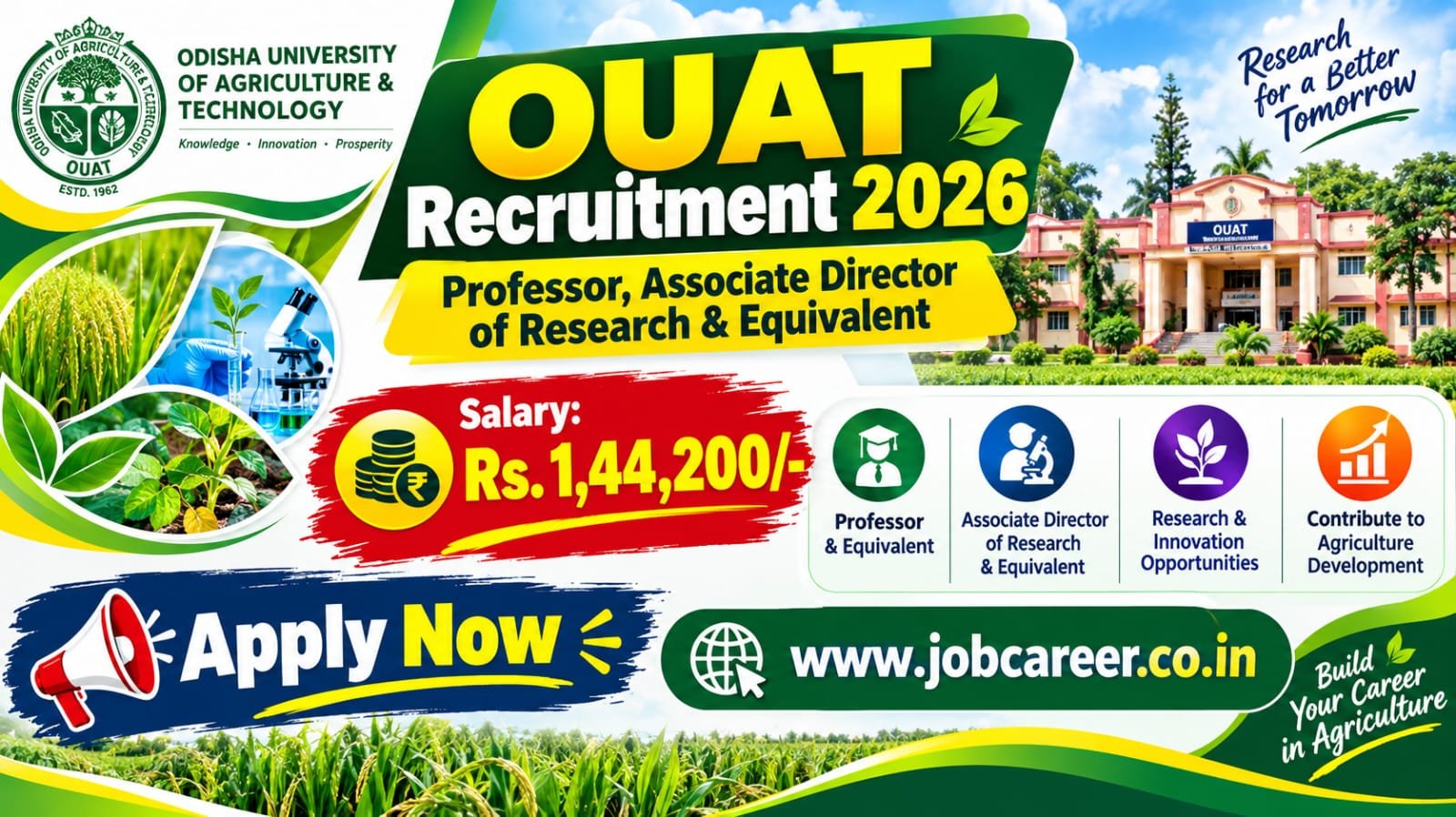 OUAT Professor Recruitment 2026 Notification Out - Apply Offline for 52 Posts - jobcareer.co.in