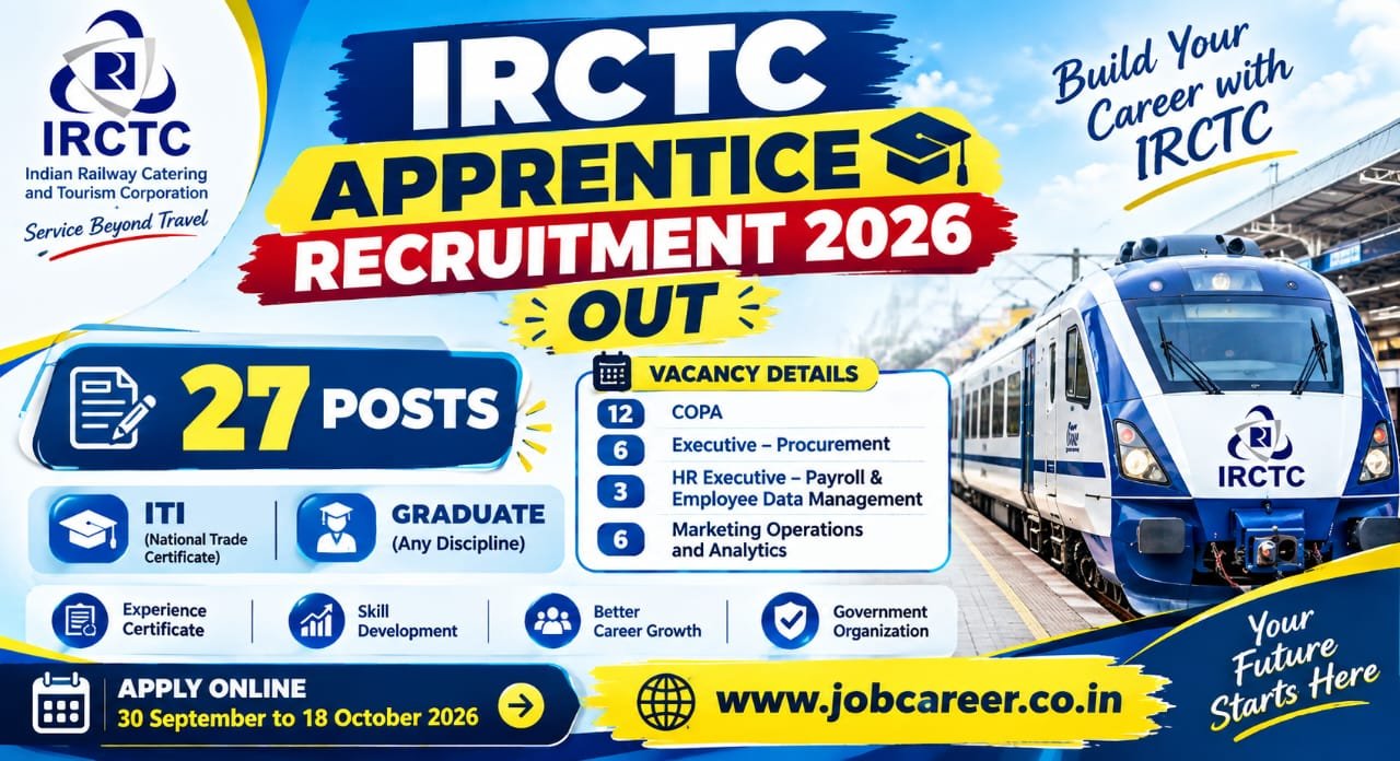IRCTC West Zone Apprentice Recruitment 2026 - Apply Online for 27 Posts - jobcareer.co.in